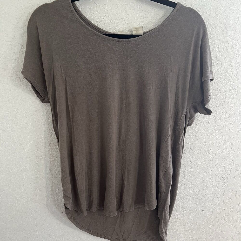 St. Tropez West Top Women's Medium Casual Brown Short Sleeve